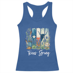 Retro Strong Texas Racerback Tank Top Bluebonnets Longhorn Cowboy Western Pride TS02 Royal Blue Print Your Wear