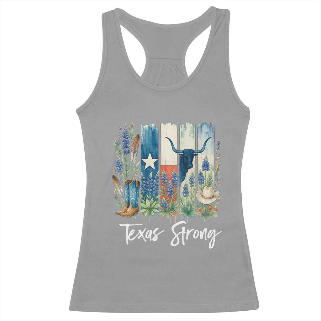 Retro Strong Texas Racerback Tank Top Bluebonnets Longhorn Cowboy Western Pride TS02 Sport Gray Print Your Wear
