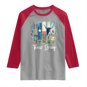 Retro Strong Texas Raglan Shirt Bluebonnets Longhorn Cowboy Western Pride TS02 Sport Gray Red Print Your Wear