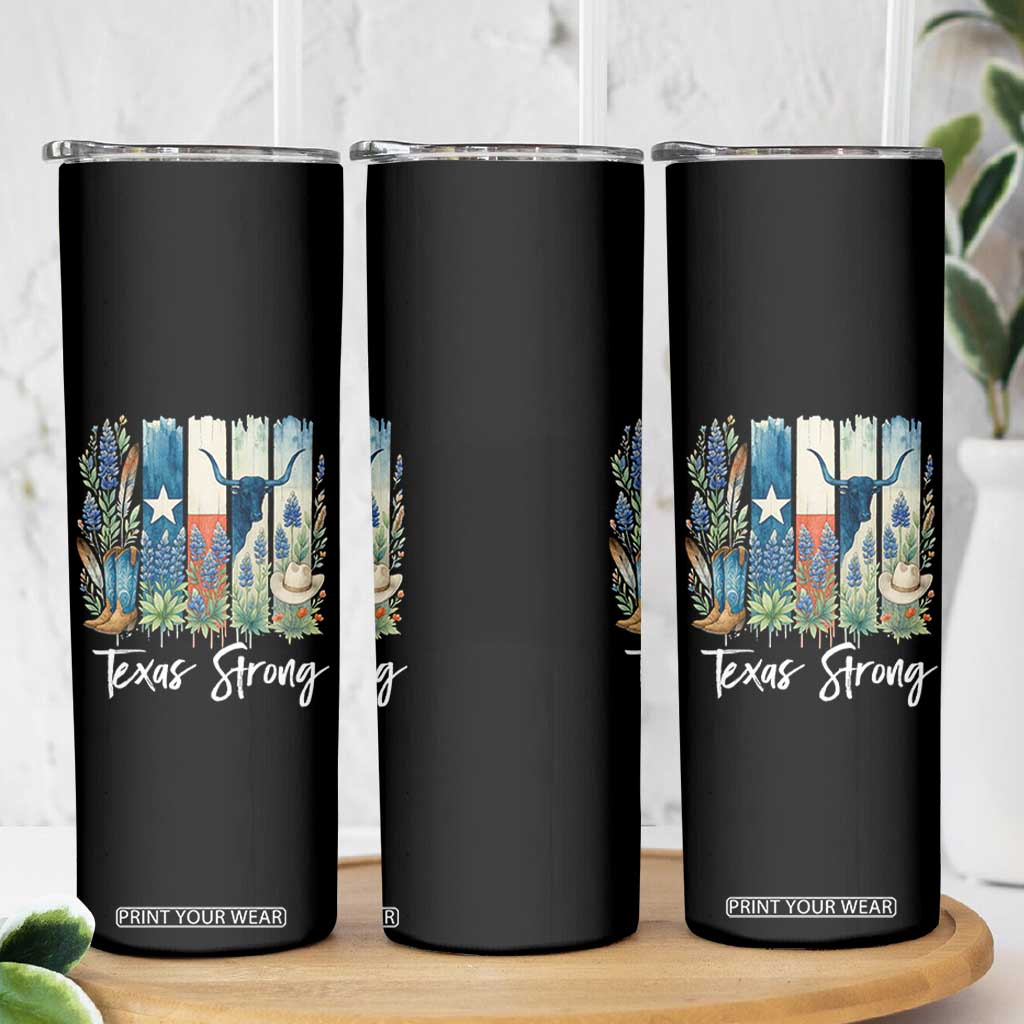 Retro Strong Texas Skinny Tumbler Bluebonnets Longhorn Cowboy Western Pride TS02 Print Your Wear