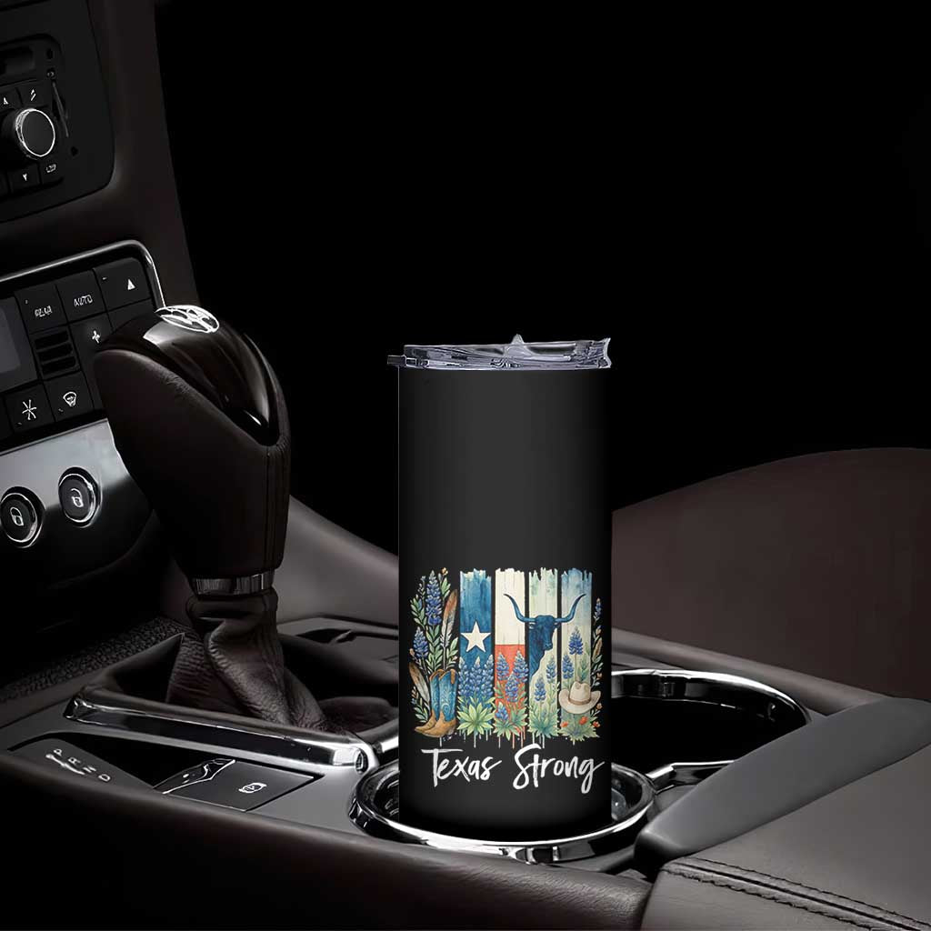 Retro Strong Texas Skinny Tumbler Bluebonnets Longhorn Cowboy Western Pride TS02 Print Your Wear