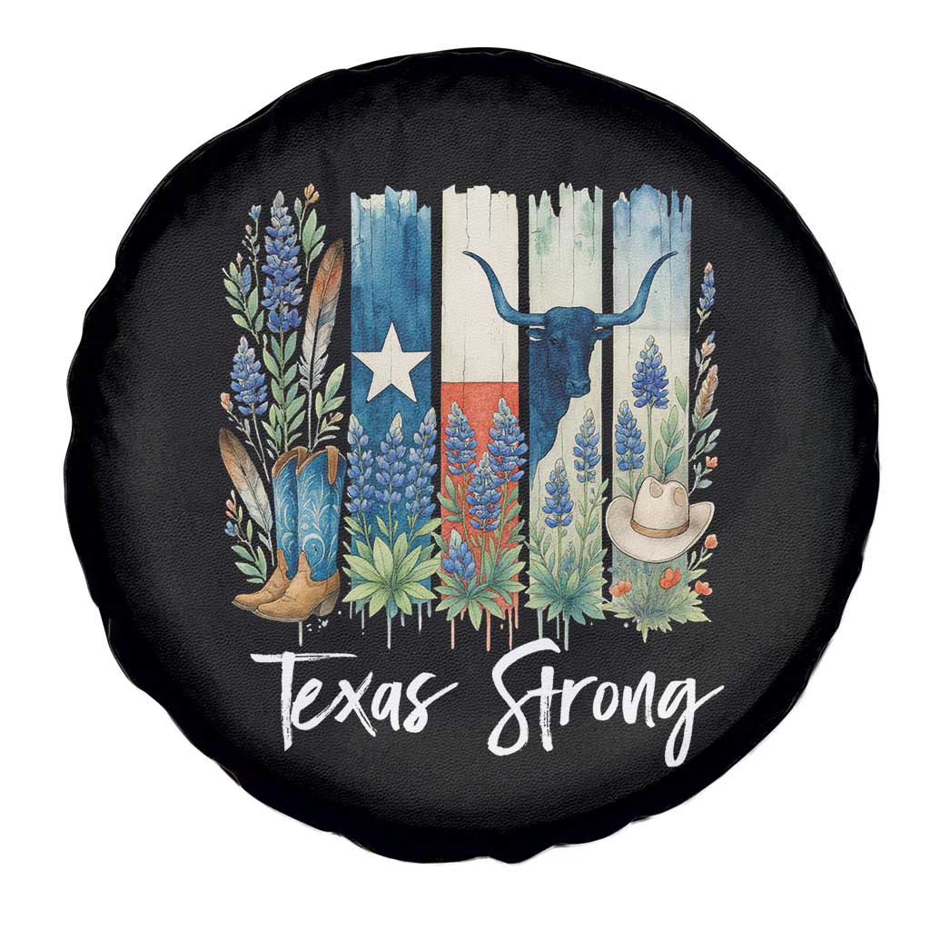 Retro Strong Texas Spare Tire Cover Bluebonnets Longhorn Cowboy Western Pride TS02 Print Your Wear