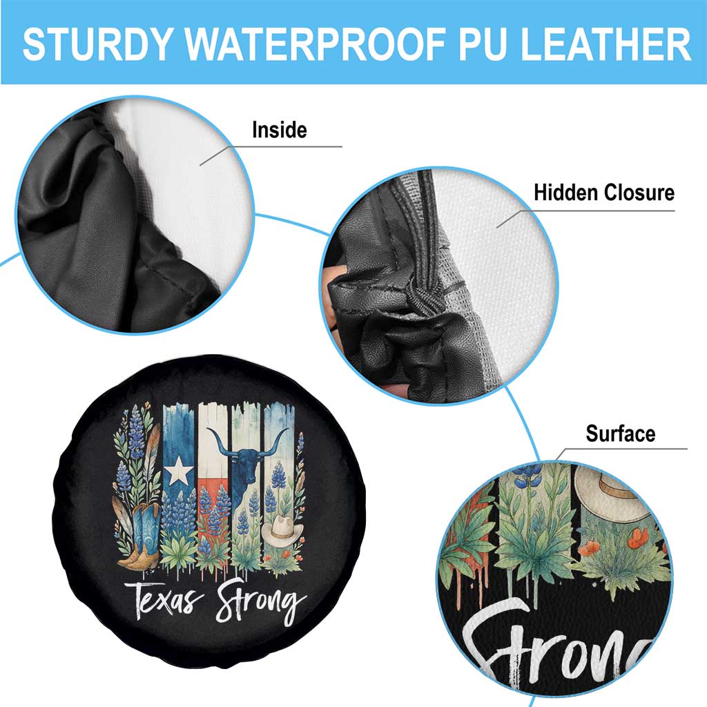Retro Strong Texas Spare Tire Cover Bluebonnets Longhorn Cowboy Western Pride TS02 Print Your Wear