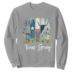 Retro Strong Texas Sweatshirt Bluebonnets Longhorn Cowboy Western Pride TS02 Sport Gray Print Your Wear
