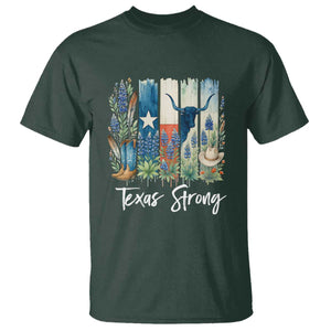 Retro Strong Texas T Shirt Bluebonnets Longhorn Cowboy Western Pride TS02 Dark Forest Green Print Your Wear
