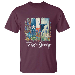 Retro Strong Texas T Shirt Bluebonnets Longhorn Cowboy Western Pride TS02 Maroon Print Your Wear