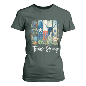 Retro Strong Texas T Shirt For Women Bluebonnets Longhorn Cowboy Western Pride TS02 Dark Forest Green Print Your Wear