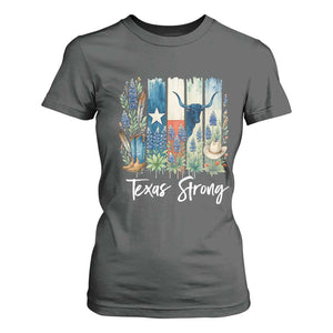 Retro Strong Texas T Shirt For Women Bluebonnets Longhorn Cowboy Western Pride TS02 Dark Heather Print Your Wear