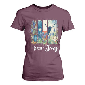 Retro Strong Texas T Shirt For Women Bluebonnets Longhorn Cowboy Western Pride TS02 Maroon Print Your Wear