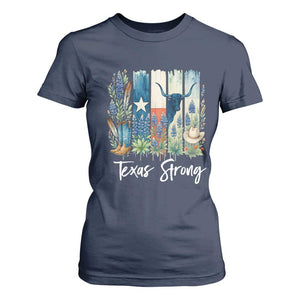 Retro Strong Texas T Shirt For Women Bluebonnets Longhorn Cowboy Western Pride TS02 Navy Print Your Wear