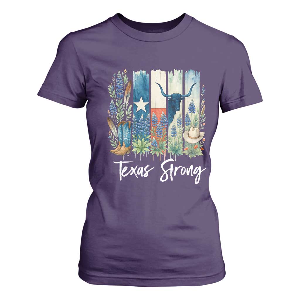 Retro Strong Texas T Shirt For Women Bluebonnets Longhorn Cowboy Western Pride TS02 Purple Print Your Wear