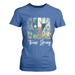Retro Strong Texas T Shirt For Women Bluebonnets Longhorn Cowboy Western Pride TS02 Royal Blue Print Your Wear