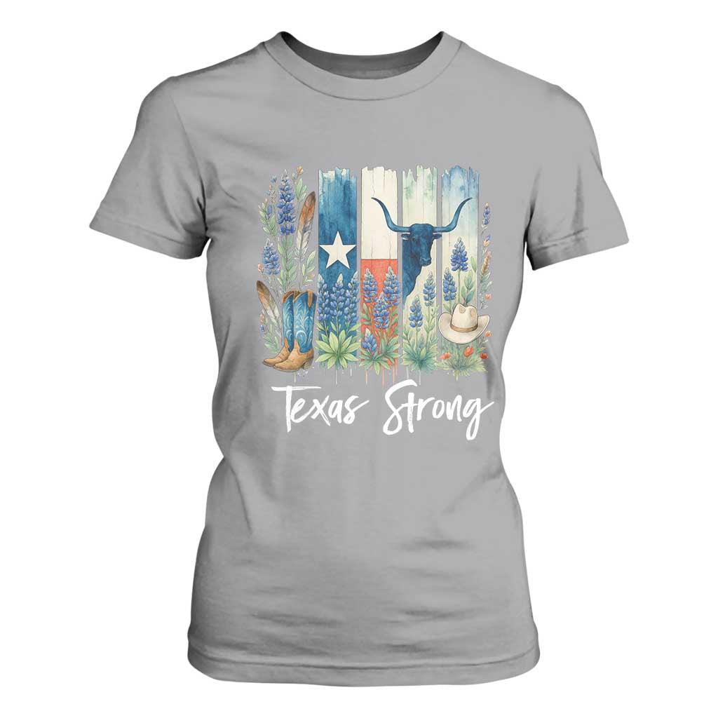 Retro Strong Texas T Shirt For Women Bluebonnets Longhorn Cowboy Western Pride TS02 Sport Gray Print Your Wear
