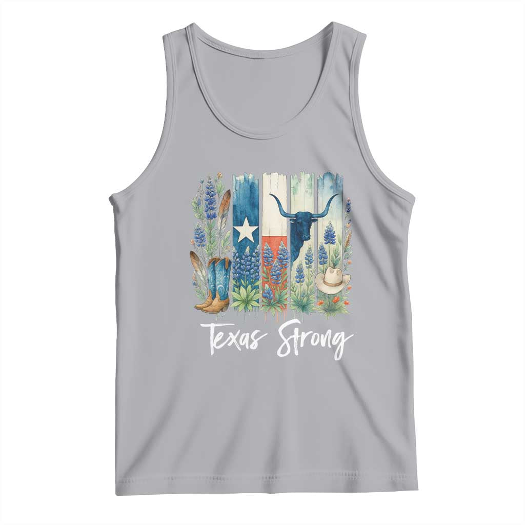 Retro Strong Texas Tank Top Bluebonnets Longhorn Cowboy Western Pride TS02 Athletic Heather Print Your Wear