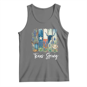 Retro Strong Texas Tank Top Bluebonnets Longhorn Cowboy Western Pride TS02 Black Heather Print Your Wear