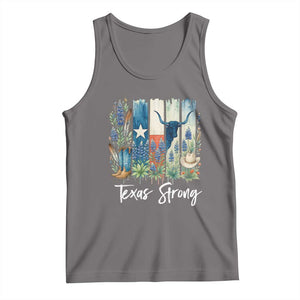 Retro Strong Texas Tank Top Bluebonnets Longhorn Cowboy Western Pride TS02 Deep Heather Print Your Wear