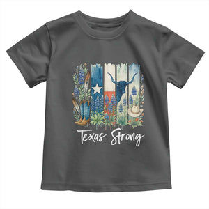 Retro Strong Texas Toddler T Shirt Bluebonnets Longhorn Cowboy Western Pride TS02 Dark Heather Print Your Wear