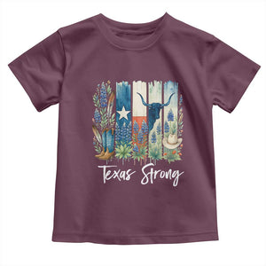 Retro Strong Texas Toddler T Shirt Bluebonnets Longhorn Cowboy Western Pride TS02 Maroon Print Your Wear