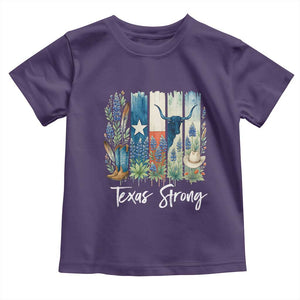 Retro Strong Texas Toddler T Shirt Bluebonnets Longhorn Cowboy Western Pride TS02 Purple Print Your Wear