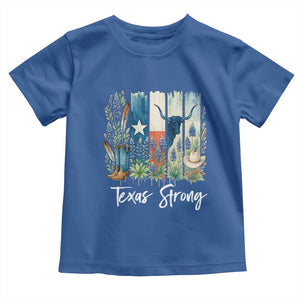 Retro Strong Texas Toddler T Shirt Bluebonnets Longhorn Cowboy Western Pride TS02 Royal Blue Print Your Wear