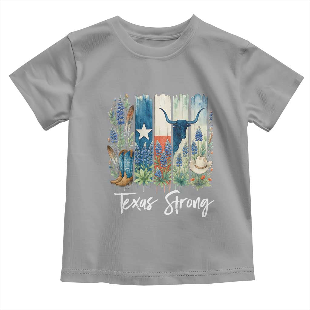 Retro Strong Texas Toddler T Shirt Bluebonnets Longhorn Cowboy Western Pride TS02 Sport Gray Print Your Wear
