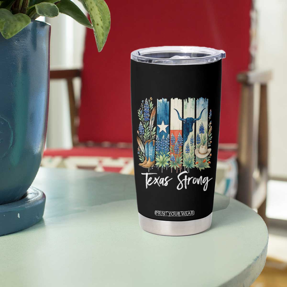 Retro Strong Texas Tumbler Cup Bluebonnets Longhorn Cowboy Western Pride TS02 Print Your Wear