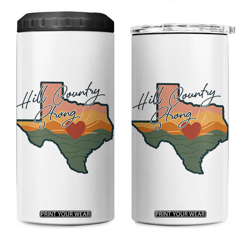 Hill Country Strong 4 in 1 Can Cooler Tumbler Texas Pride for Resilient Texans Retro TS02 One Size: 16 oz White Print Your Wear