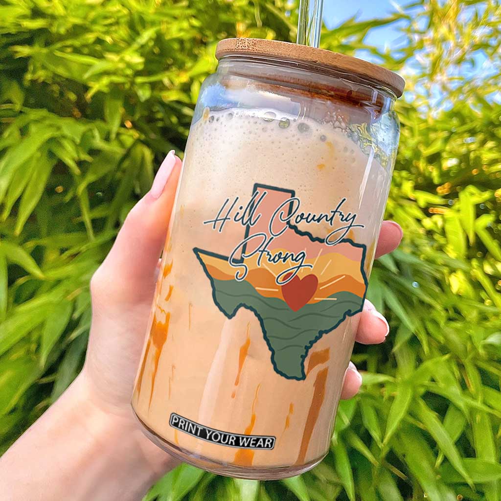 Hill Country Strong Glass Can Texas Pride for Resilient Texans Retro TS02 White Print Your Wear