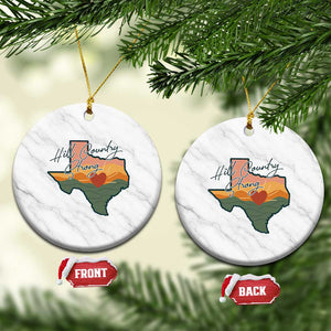 Hill Country Strong Ceramic Ornament Texas Pride for Resilient Texans Retro TS02 1pc White Marble Print Your Wear