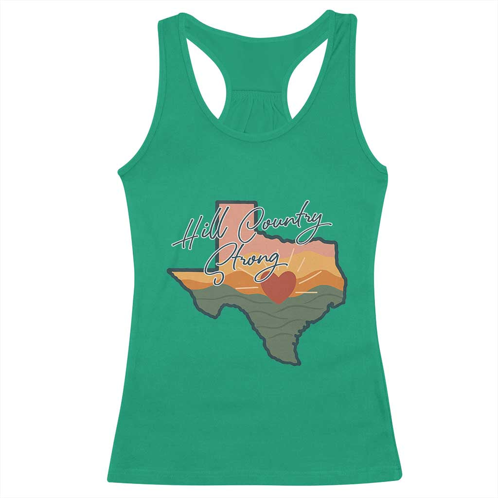 Hill Country Strong Racerback Tank Top Texas Pride for Resilient Texans Retro TS02 Irish Green Print Your Wear