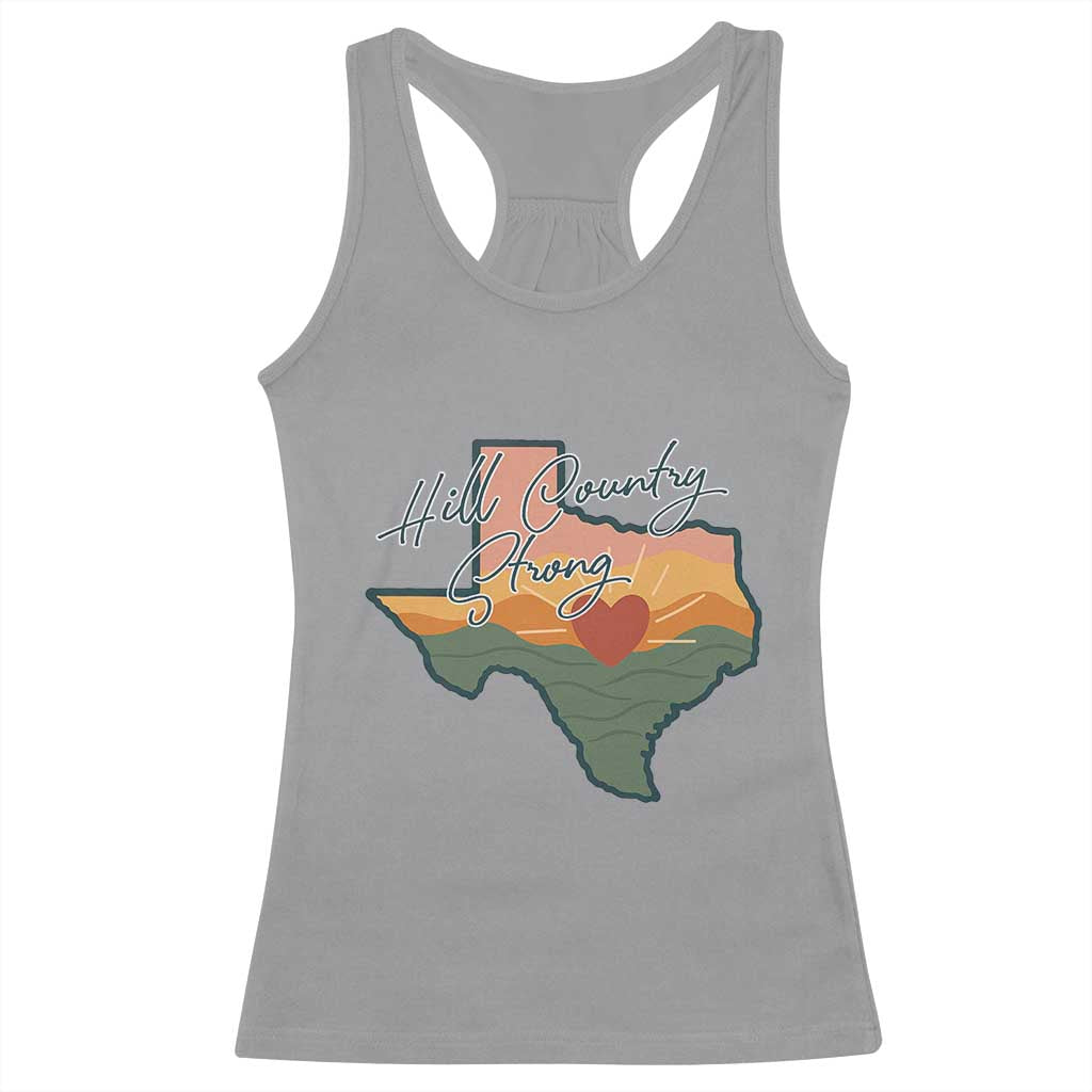 Hill Country Strong Racerback Tank Top Texas Pride for Resilient Texans Retro TS02 Sport Gray Print Your Wear