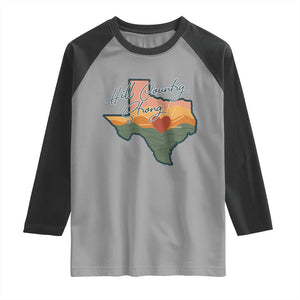 Hill Country Strong Raglan Shirt Texas Pride for Resilient Texans Retro TS02 Sport Gray Black Print Your Wear