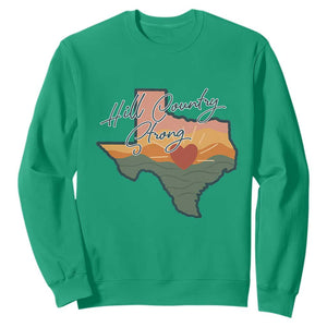 Hill Country Strong Sweatshirt Texas Pride for Resilient Texans Retro TS02 Irish Green Print Your Wear