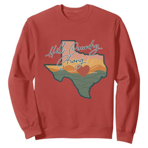 Hill Country Strong Sweatshirt Texas Pride for Resilient Texans Retro TS02 Red Print Your Wear