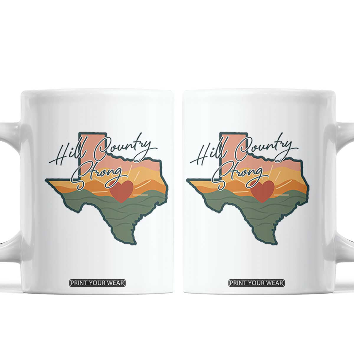 Hill Country Strong Coffee Mug Texas Pride for Resilient Texans Retro TS02 White Print Your Wear