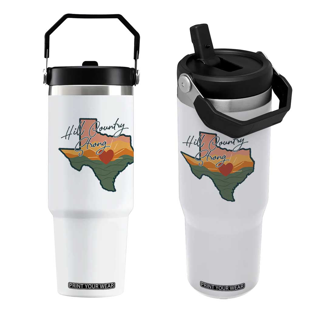 Hill Country Strong Flip Straw Tumbler Texas Pride for Resilient Texans Retro TS02 One Size: 30 oz White Print Your Wear