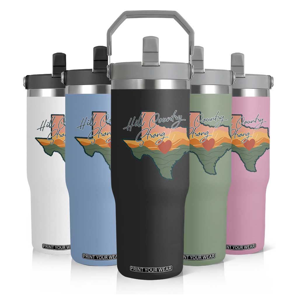 Hill Country Strong Flip Straw Tumbler Texas Pride for Resilient Texans Retro TS02 Print Your Wear