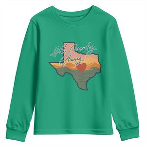 Hill Country Strong Youth Sweatshirt Texas Pride for Resilient Texans Retro TS02 Irish Green Print Your Wear