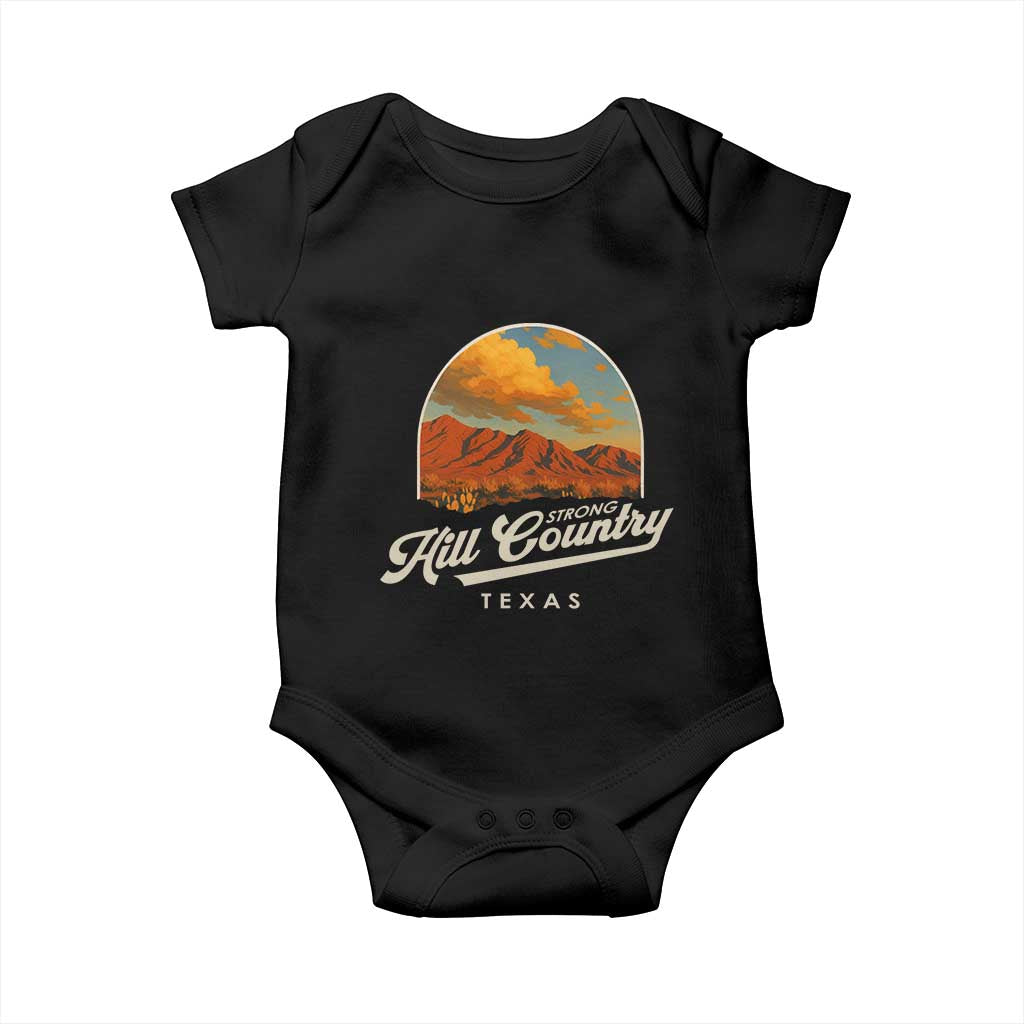 Hill Country Strong Baby Onesie Texas Support Retro Enchanted Rock TS02 Black Print Your Wear