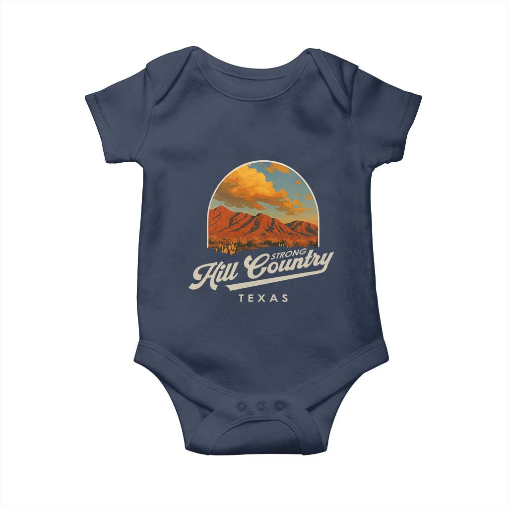 Hill Country Strong Baby Onesie Texas Support Retro Enchanted Rock TS02 Navy Print Your Wear