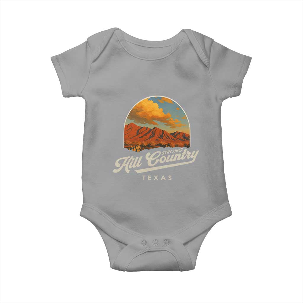 Hill Country Strong Baby Onesie Texas Support Retro Enchanted Rock TS02 Sport Gray Print Your Wear