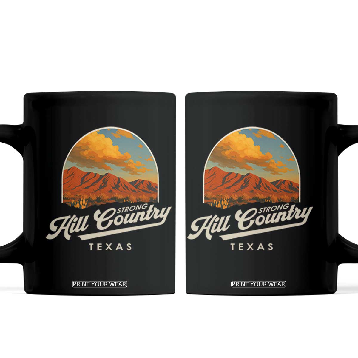 Hill Country Strong Coffee Mug Texas Support Retro Enchanted Rock TS02 Black Print Your Wear