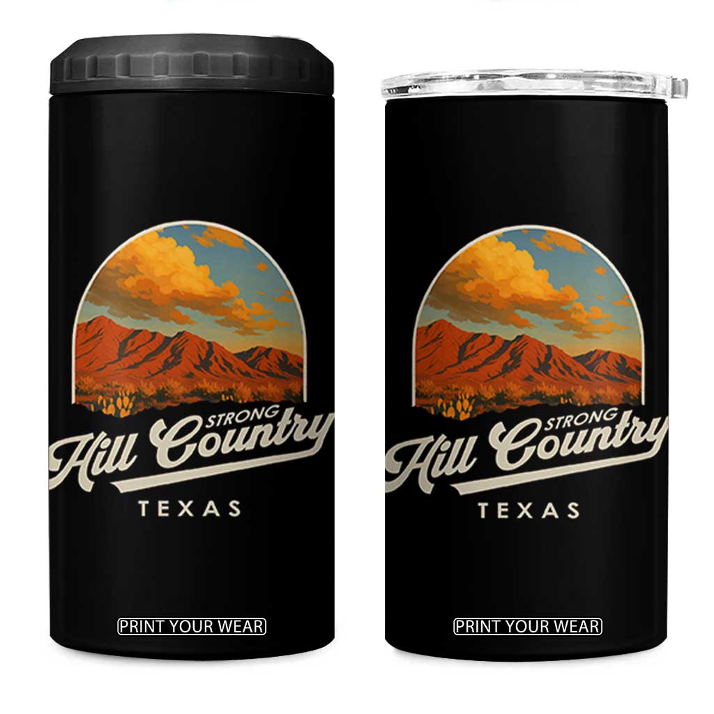 Hill Country Strong 4 in 1 Can Cooler Tumbler Texas Support Retro Enchanted Rock TS02 One Size: 16 oz Black Print Your Wear