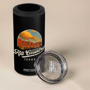 Hill Country Strong 4 in 1 Can Cooler Tumbler Texas Support Retro Enchanted Rock TS02 Print Your Wear