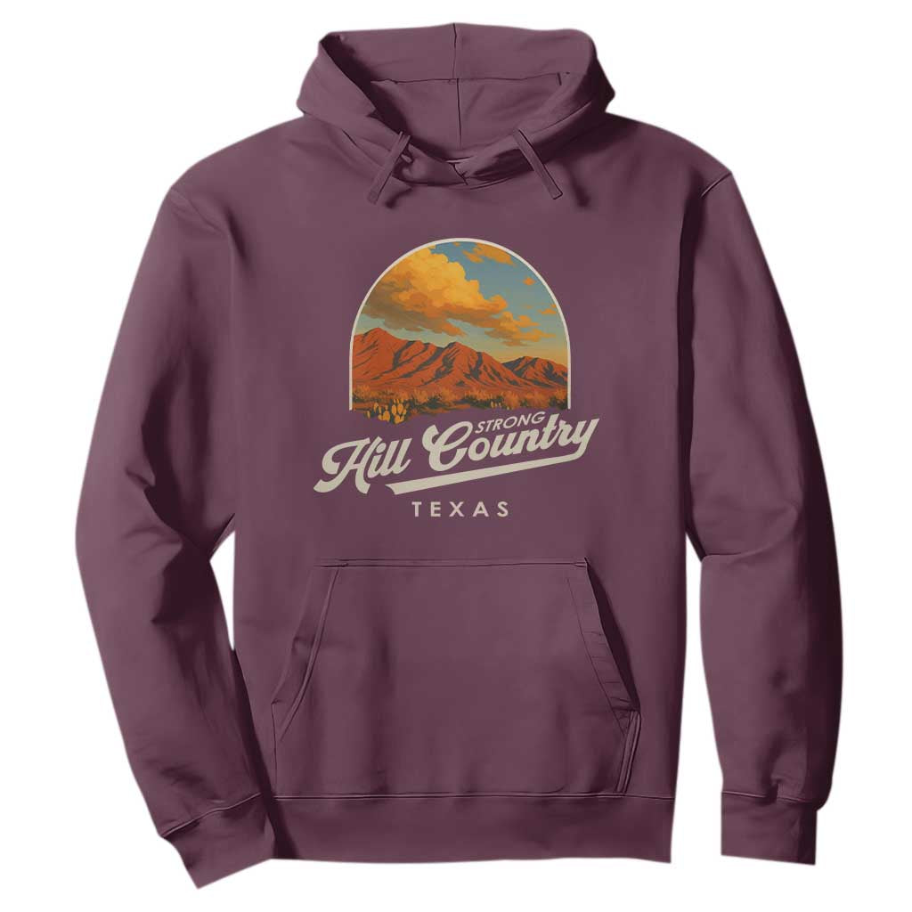 Hill Country Strong Hoodie Texas Support Retro Enchanted Rock TS02 Maroon Print Your Wear
