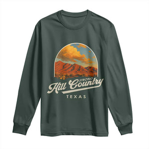 Hill Country Strong Long Sleeve Shirt Texas Support Retro Enchanted Rock TS02 Dark Forest Green Print Your Wear