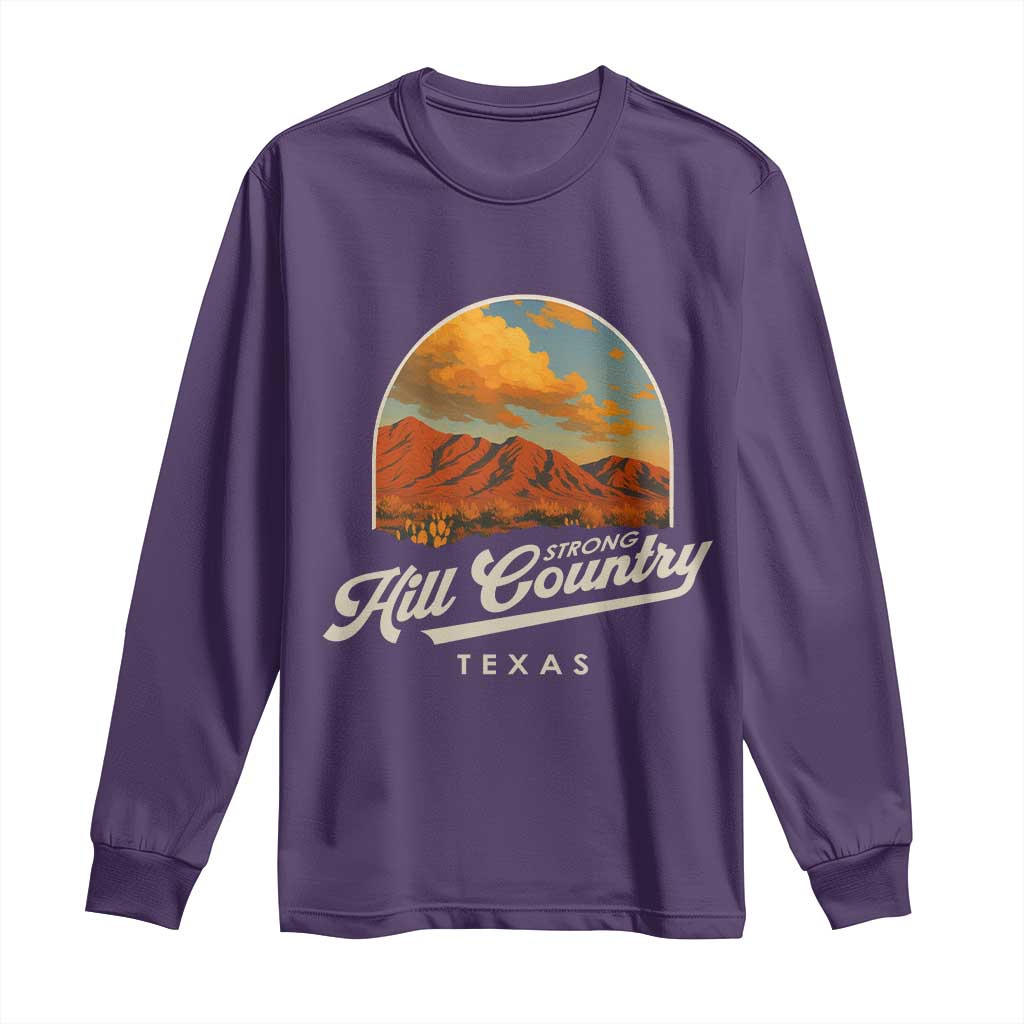 Hill Country Strong Long Sleeve Shirt Texas Support Retro Enchanted Rock TS02 Purple Print Your Wear