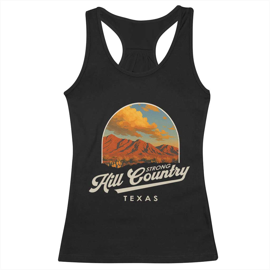 Hill Country Strong Racerback Tank Top Texas Support Retro Enchanted Rock TS02 Black Print Your Wear