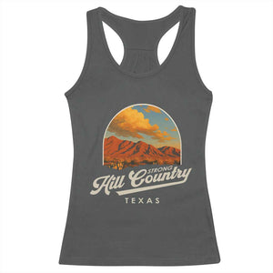Hill Country Strong Racerback Tank Top Texas Support Retro Enchanted Rock TS02 Dark Heather Print Your Wear