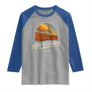 Hill Country Strong Raglan Shirt Texas Support Retro Enchanted Rock TS02 Sport Gray Royal Print Your Wear